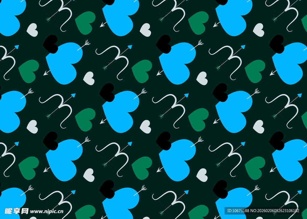 蓝绿卡通图案无缝背景