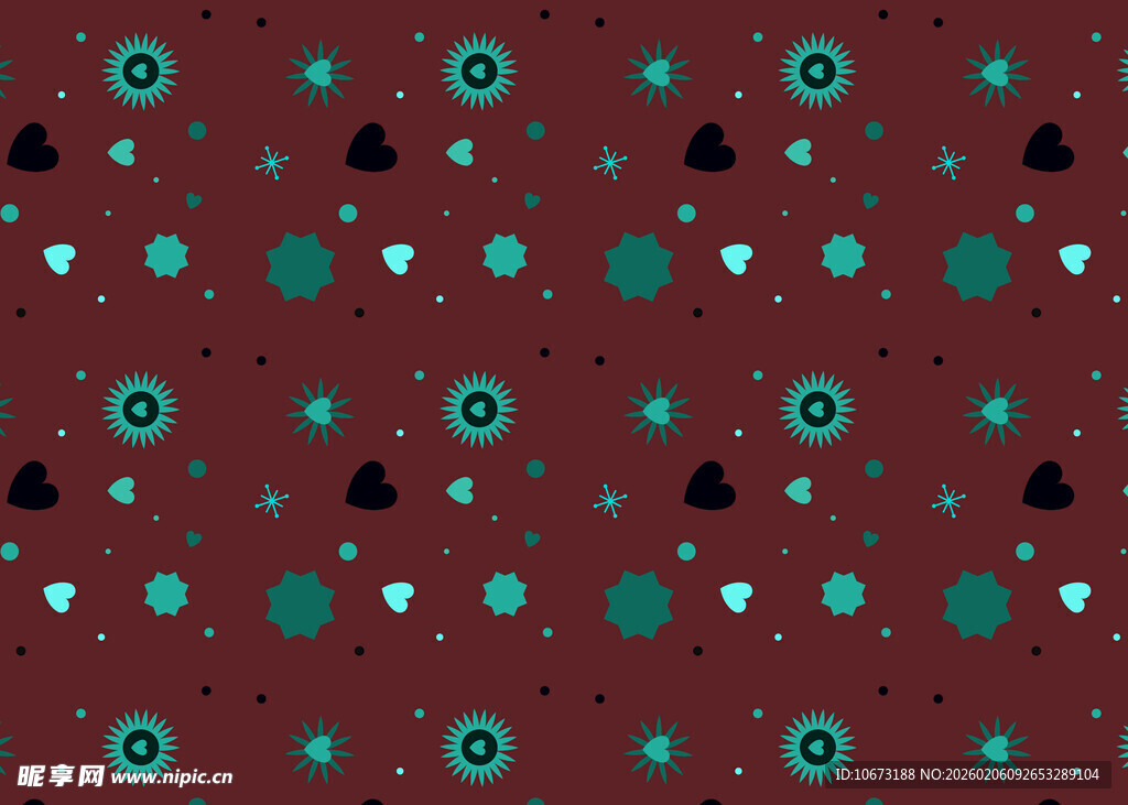 深红底多彩几何图案纹理