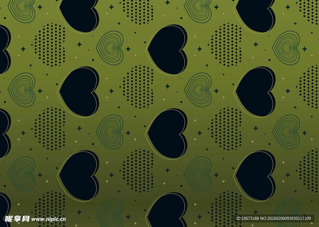 绿色心形图案背景纹理