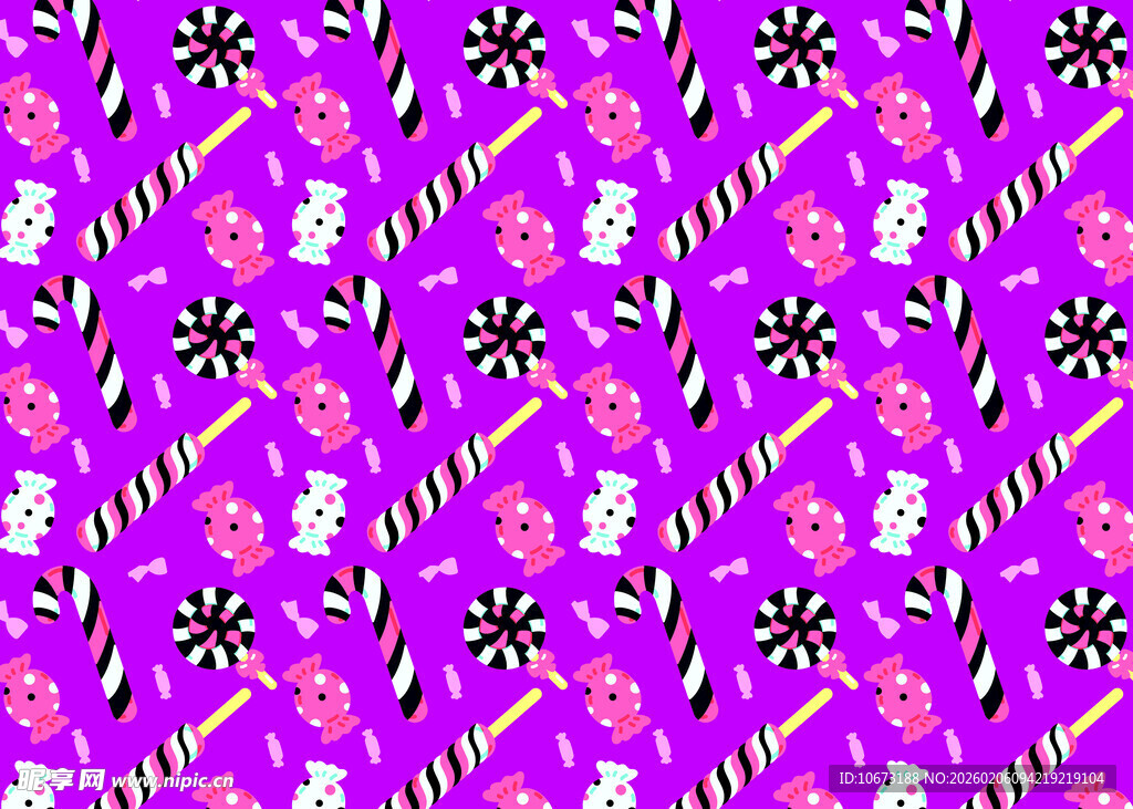 紫色卡通糖果图案背景