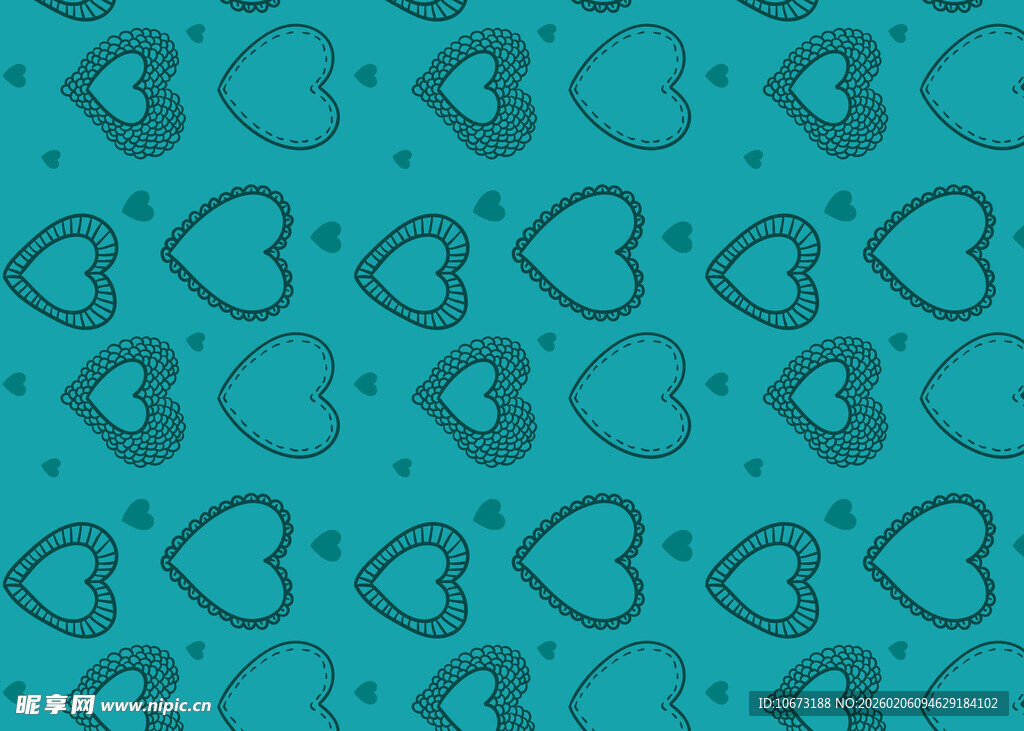 蓝绿色心形图案背景