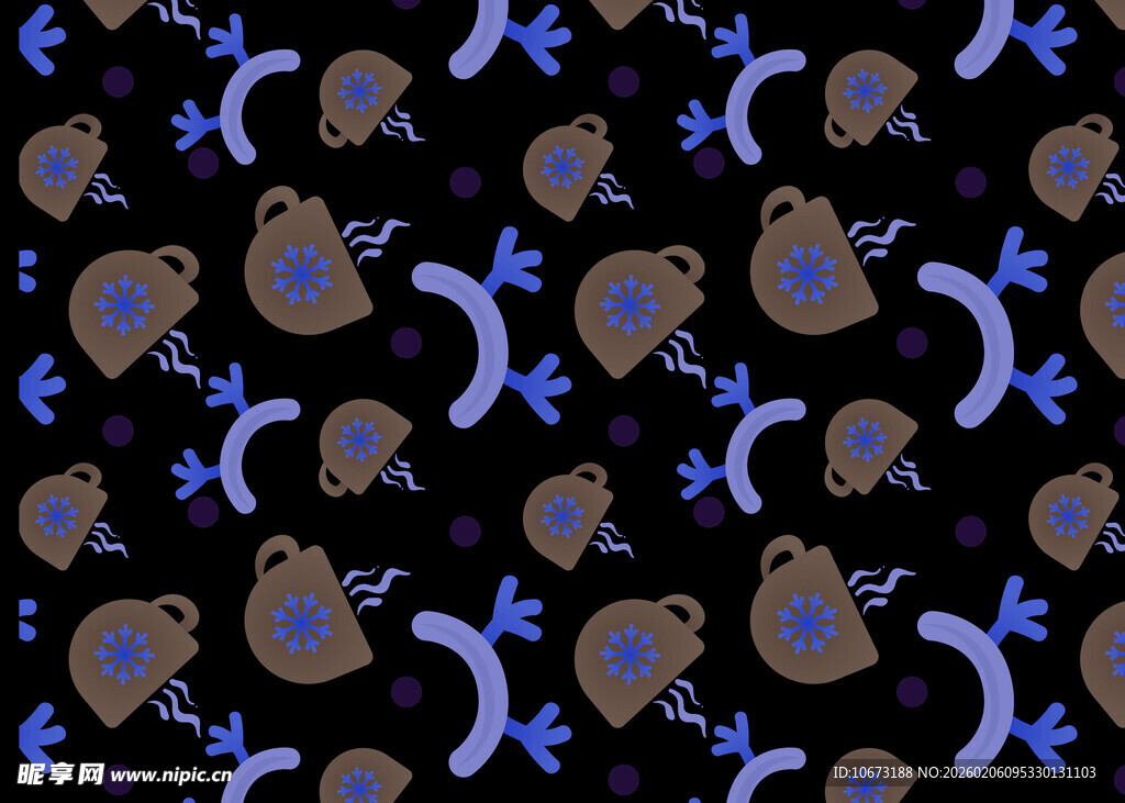 卡通动物图案黑色背景纹理