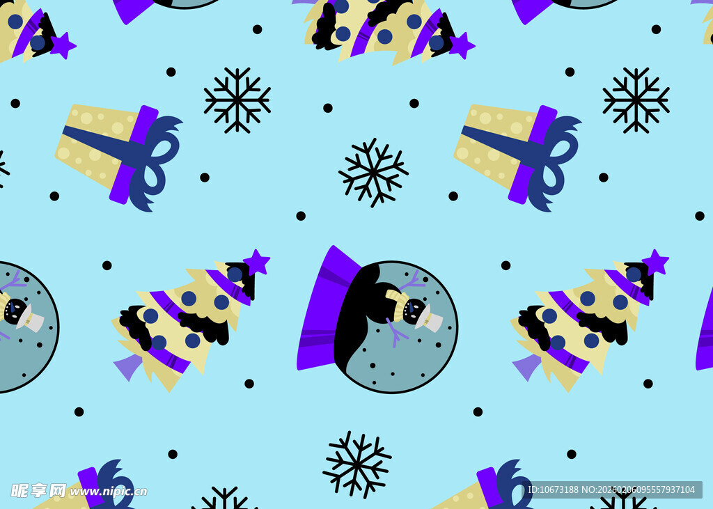 蓝色圣诞主题图案背景