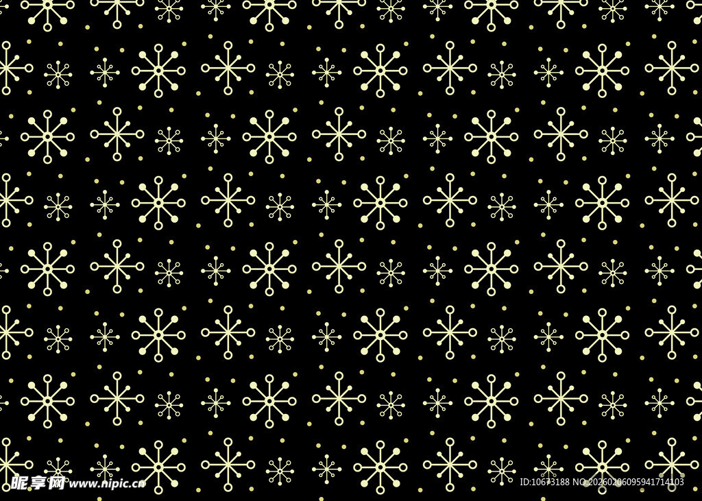 黑色底金色雪花图案背景