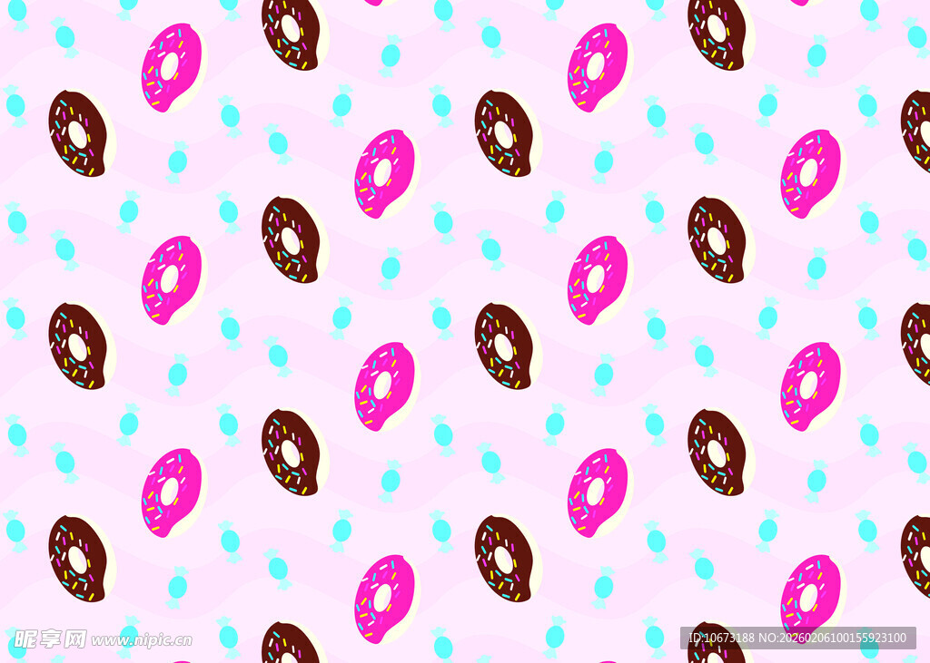 甜甜圈与糖果图案背景