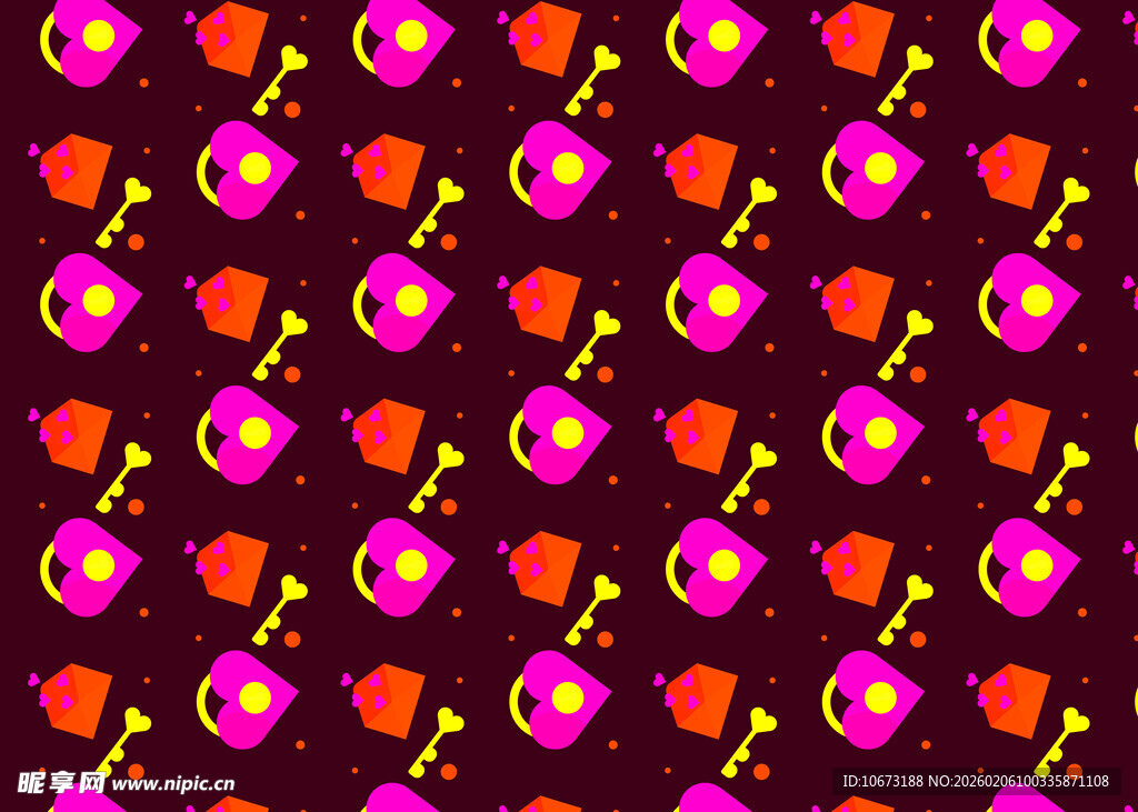 多彩爱心花卉图案背景