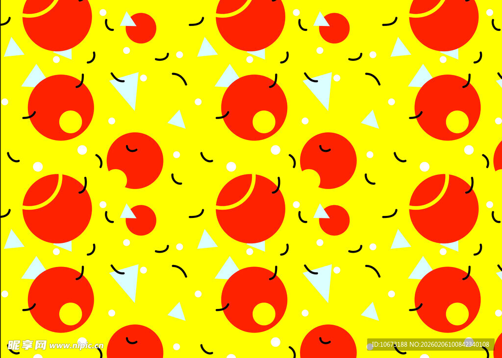 黄色背景上的红色水果图案