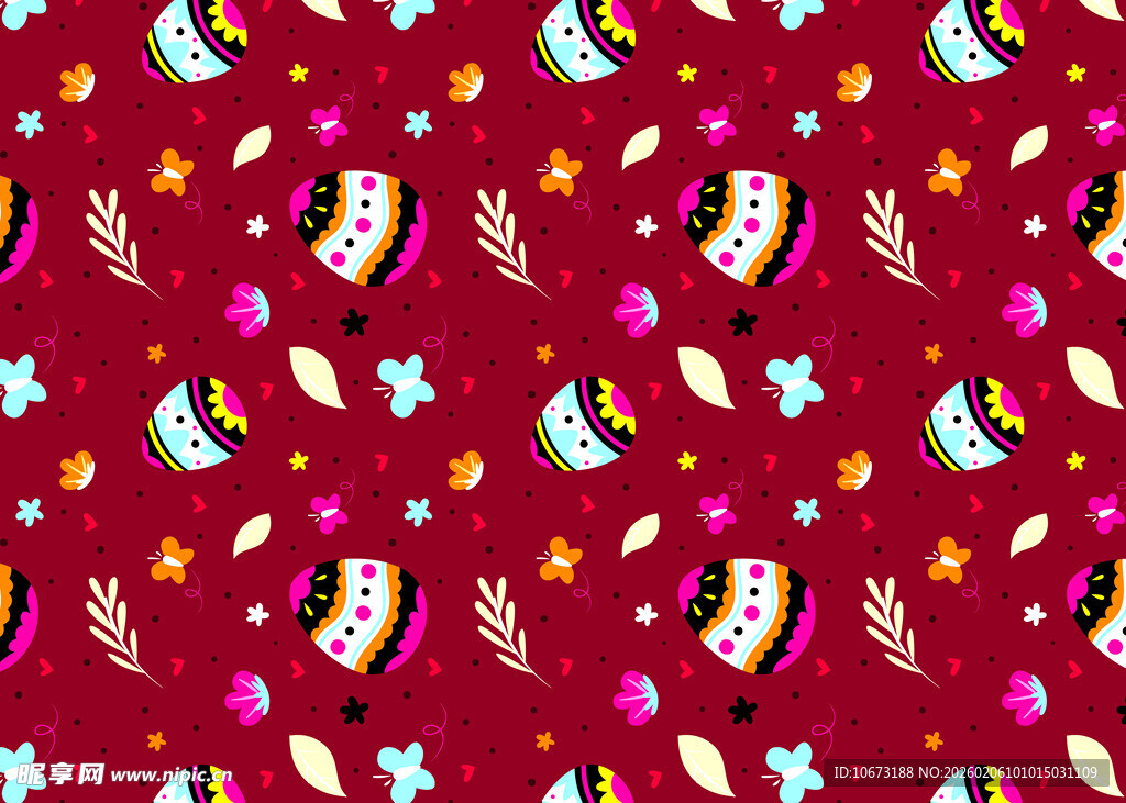 红色多彩卡通图案背景