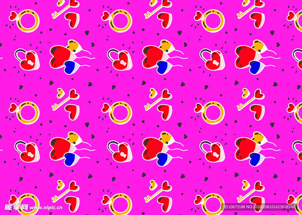 粉色背景多彩卡通图案