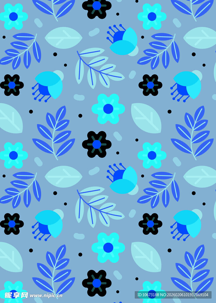 蓝调花卉图案背景设计