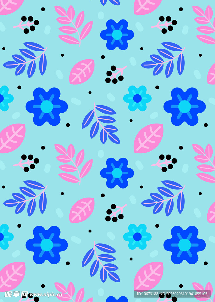 蓝粉花卉图案背景