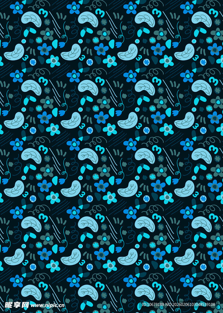 蓝色海洋风无缝图案纹理