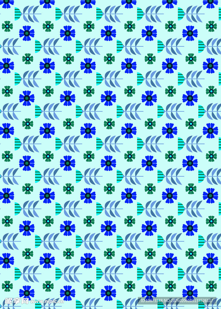 蓝绿花卉图案背景纹理
