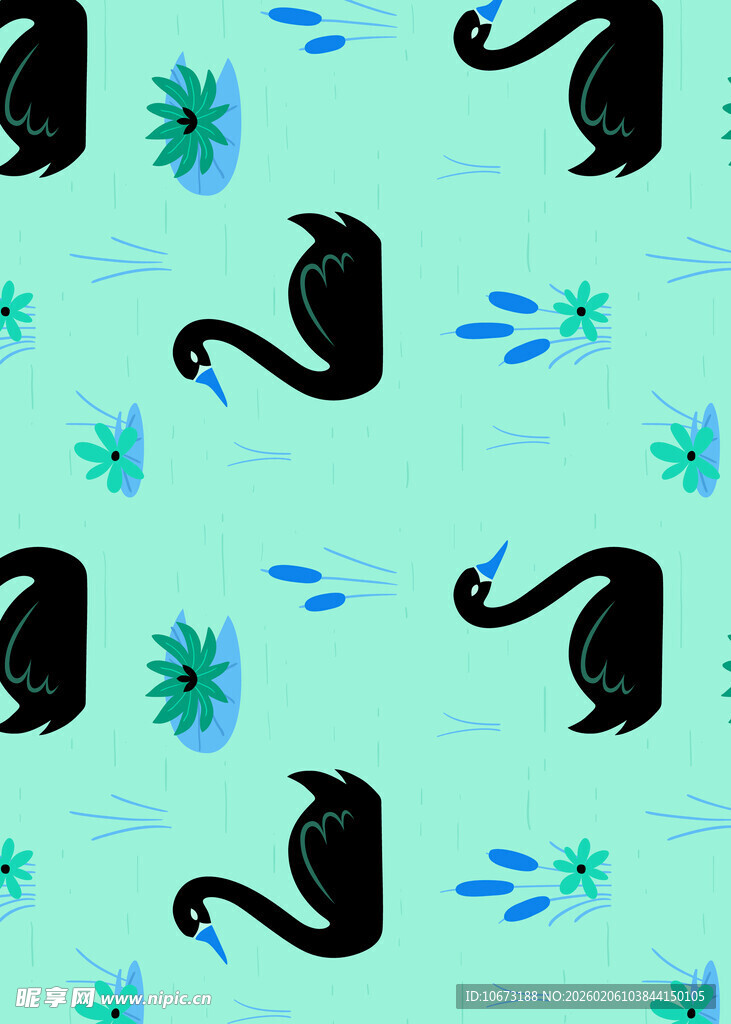 黑猫花卉图案背景设计