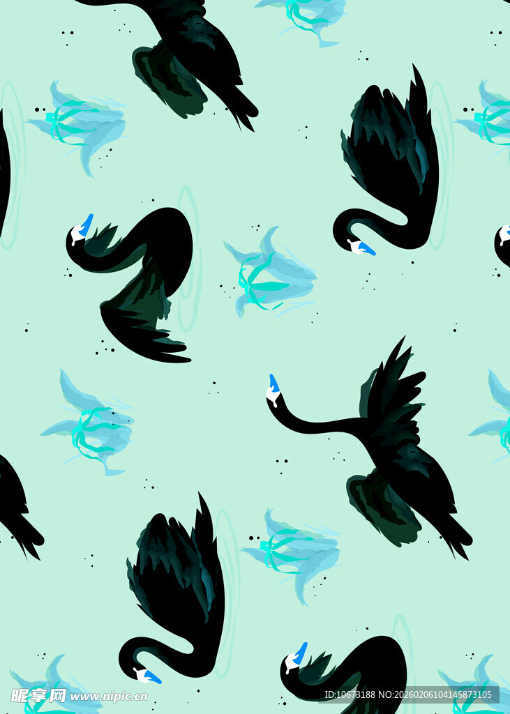 黑天鹅图案的清新背景图