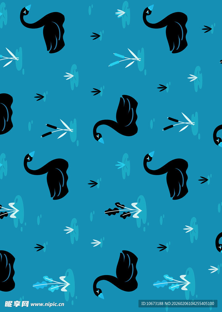 蓝色海洋生物无缝图案