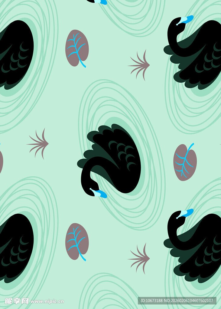 黑天鹅图案的清新背景图