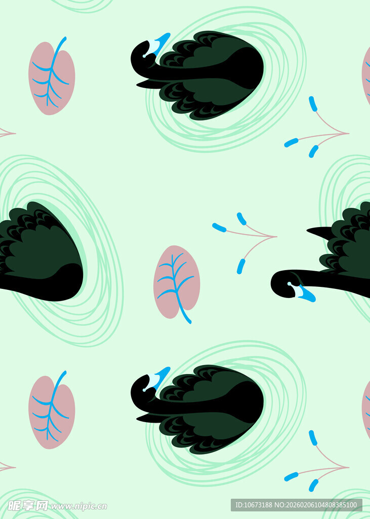 水墨风青蛙荷叶可爱图案