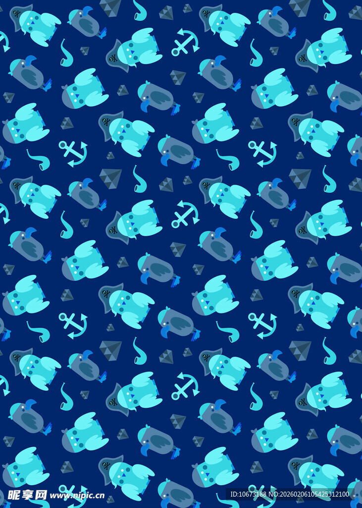 蓝色海洋风卡通图案背景