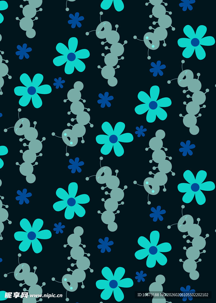 海马花朵图案背景纹理