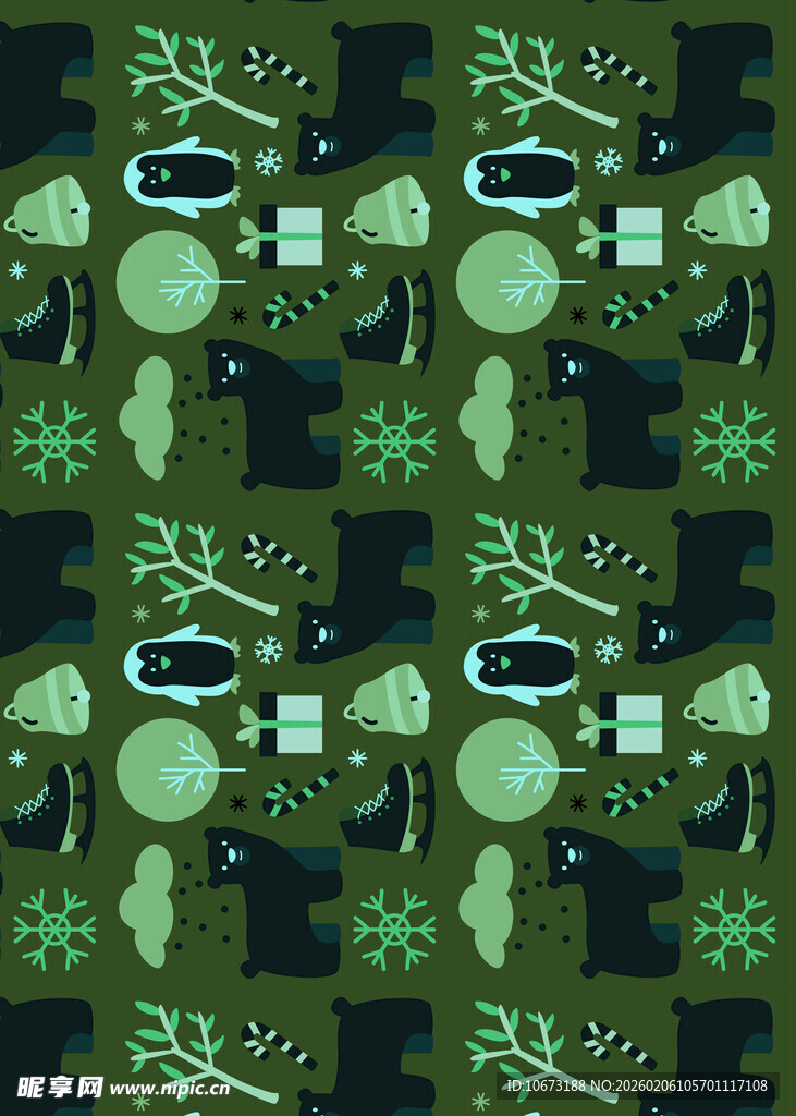 绿色迷彩风图案设计元素