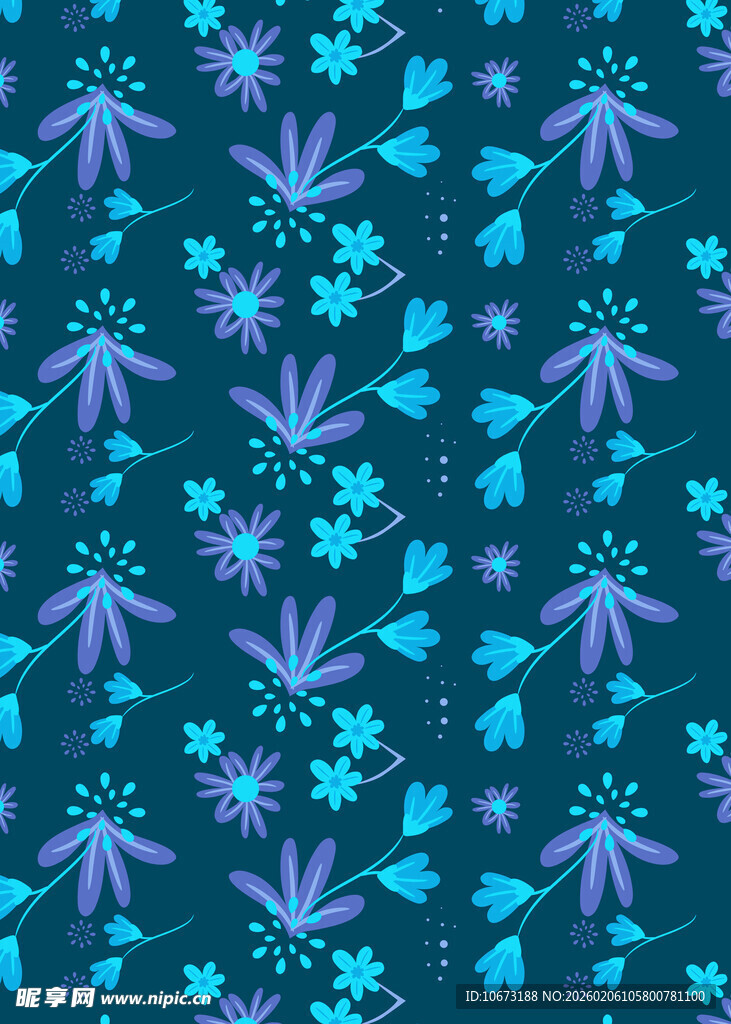 蓝色花卉图案背景纹理