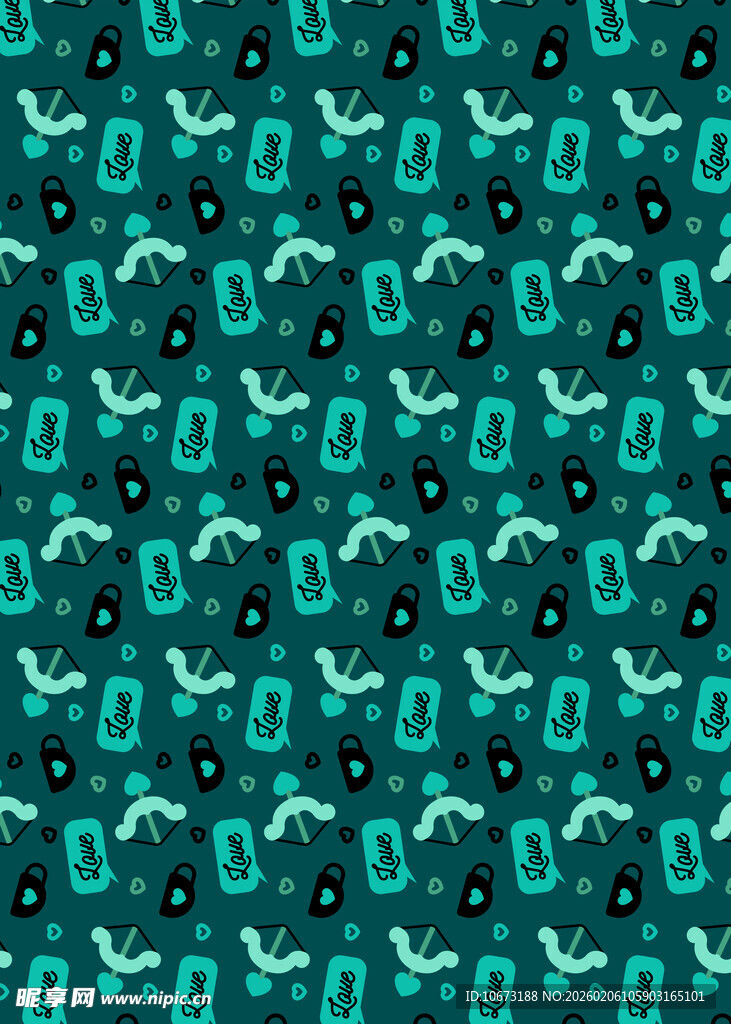 蓝绿色系航海元素无缝图案