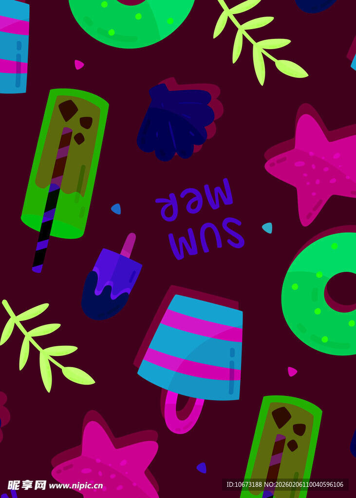 多彩卡通图案背景设计