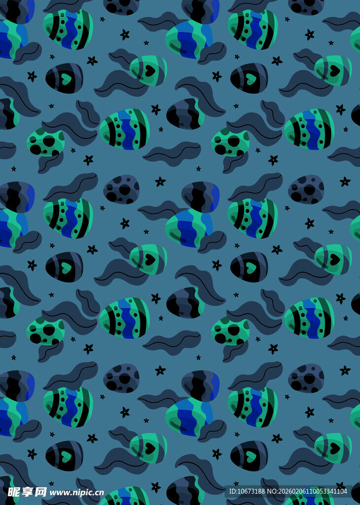 卡通风格游戏元素无缝图案