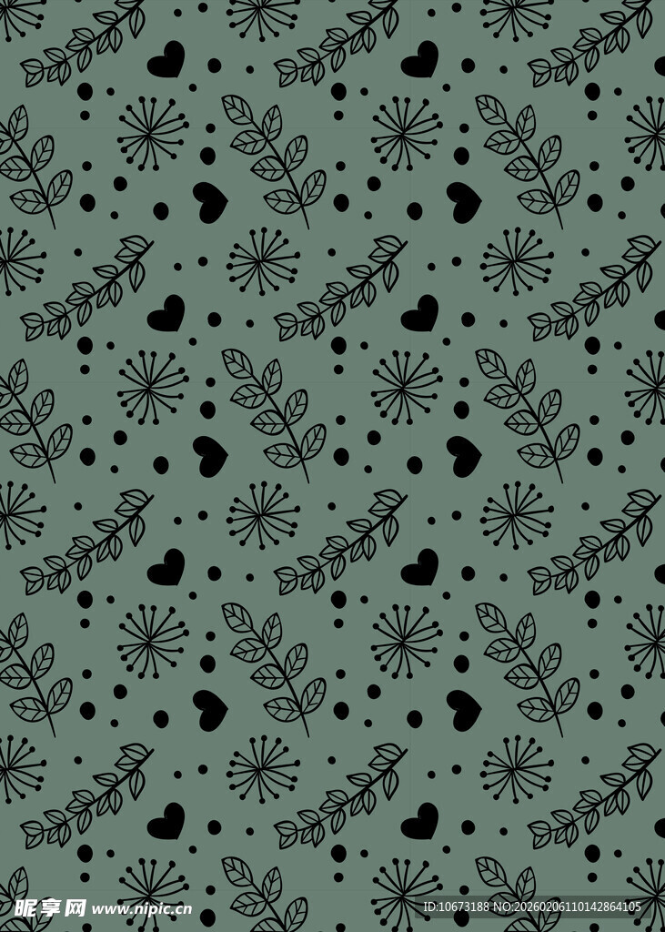 简约绿植波点纹理图案