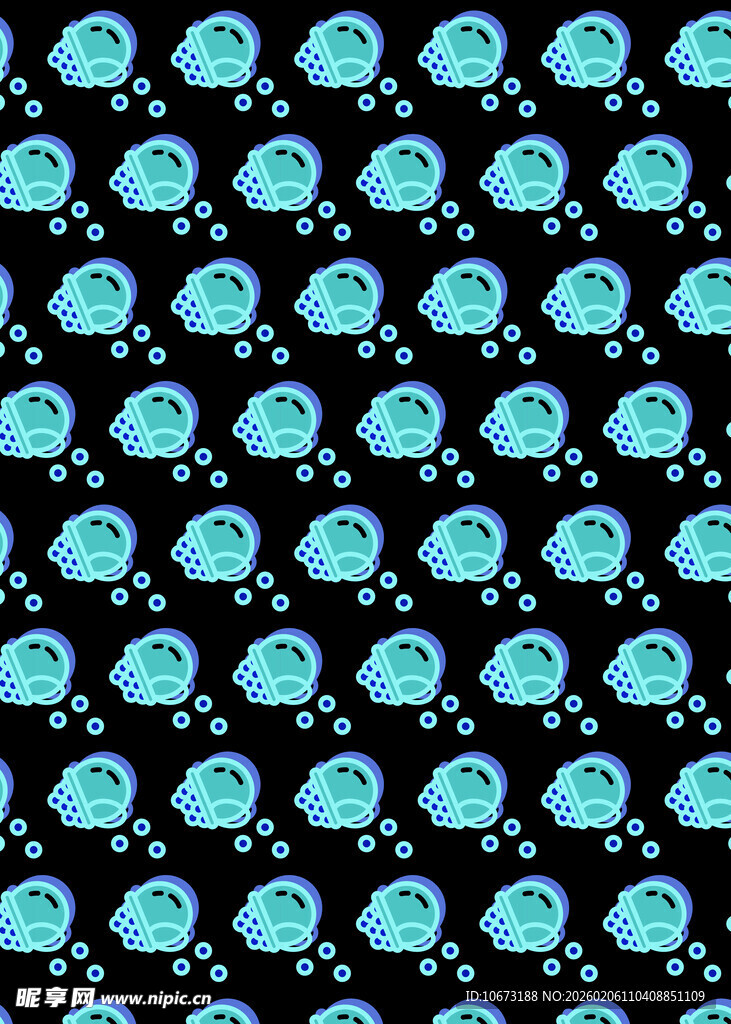 蓝色圆点黑色背景图案