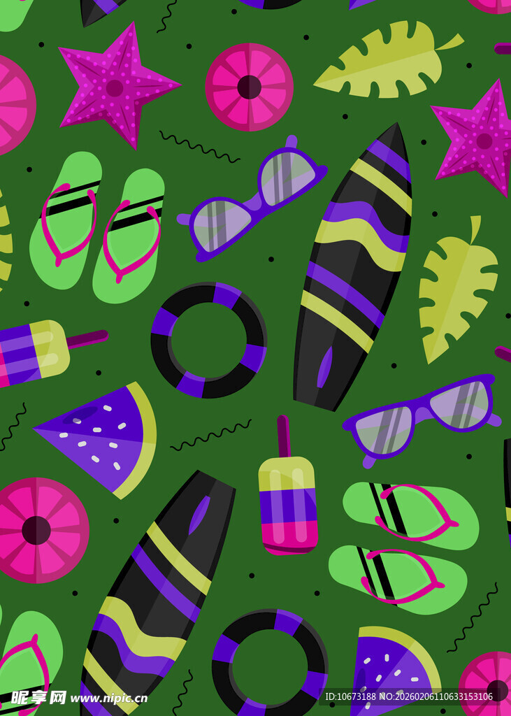 夏日缤纷度假风图案