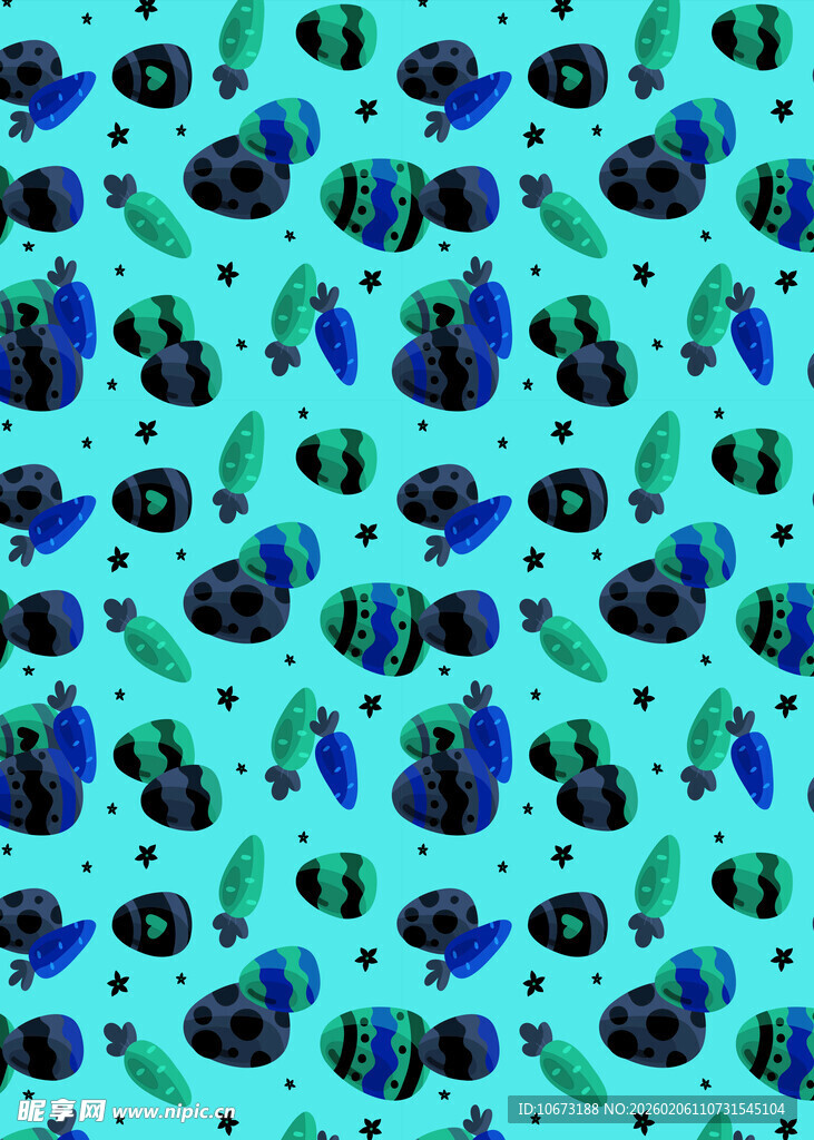 蓝绿背景多彩鱼图案纹理