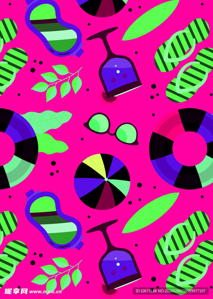 缤纷夏日泳池派对图案