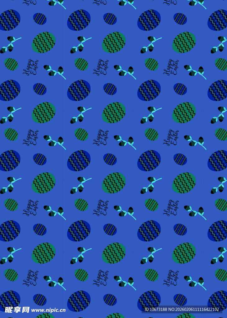 蓝色底绿植图案纹理背景