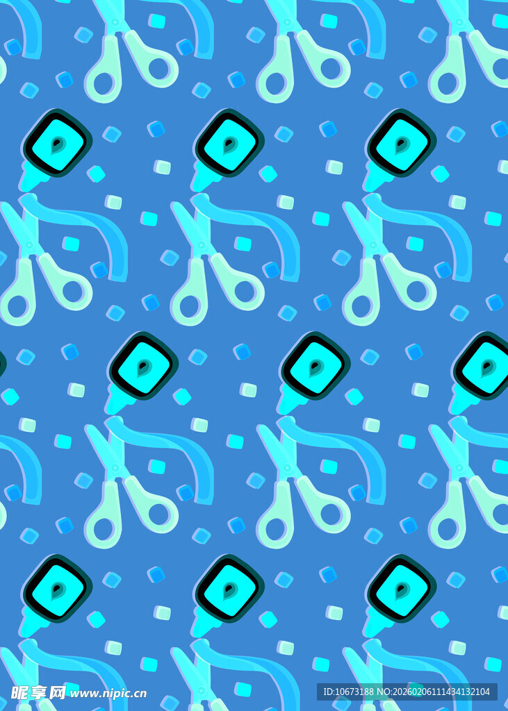 蓝色剪刀图案背景设计