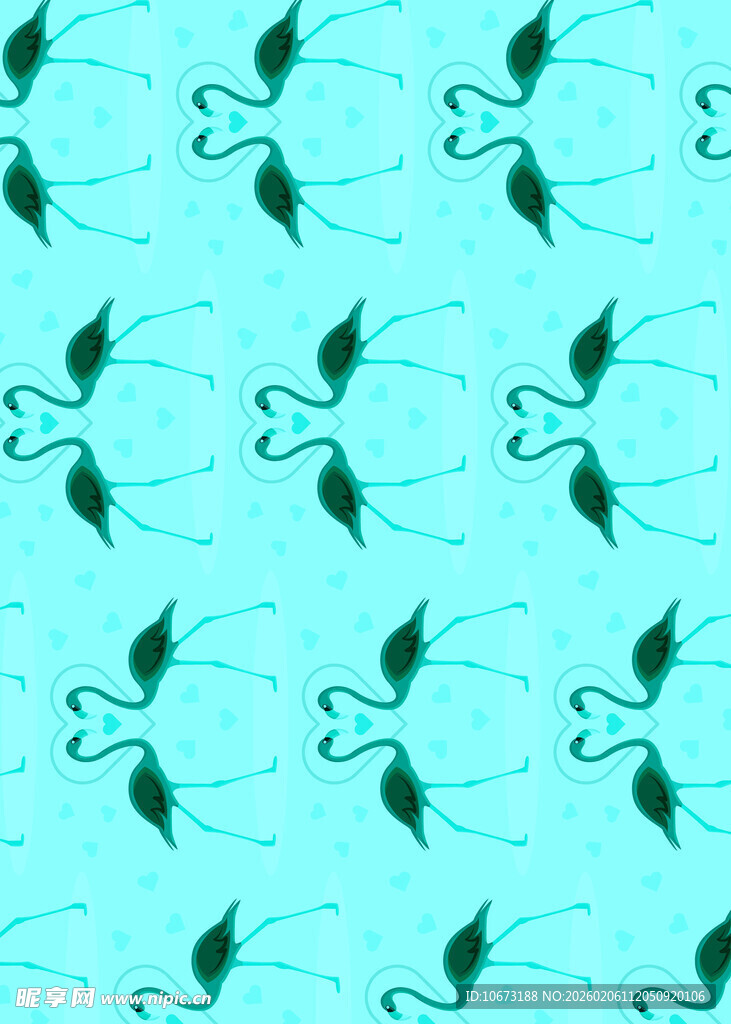 蓝底飞鸟无缝图案