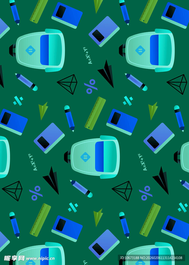 绿色背景电子设备图案