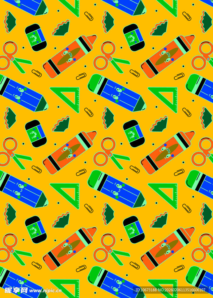 多彩文具图案背景