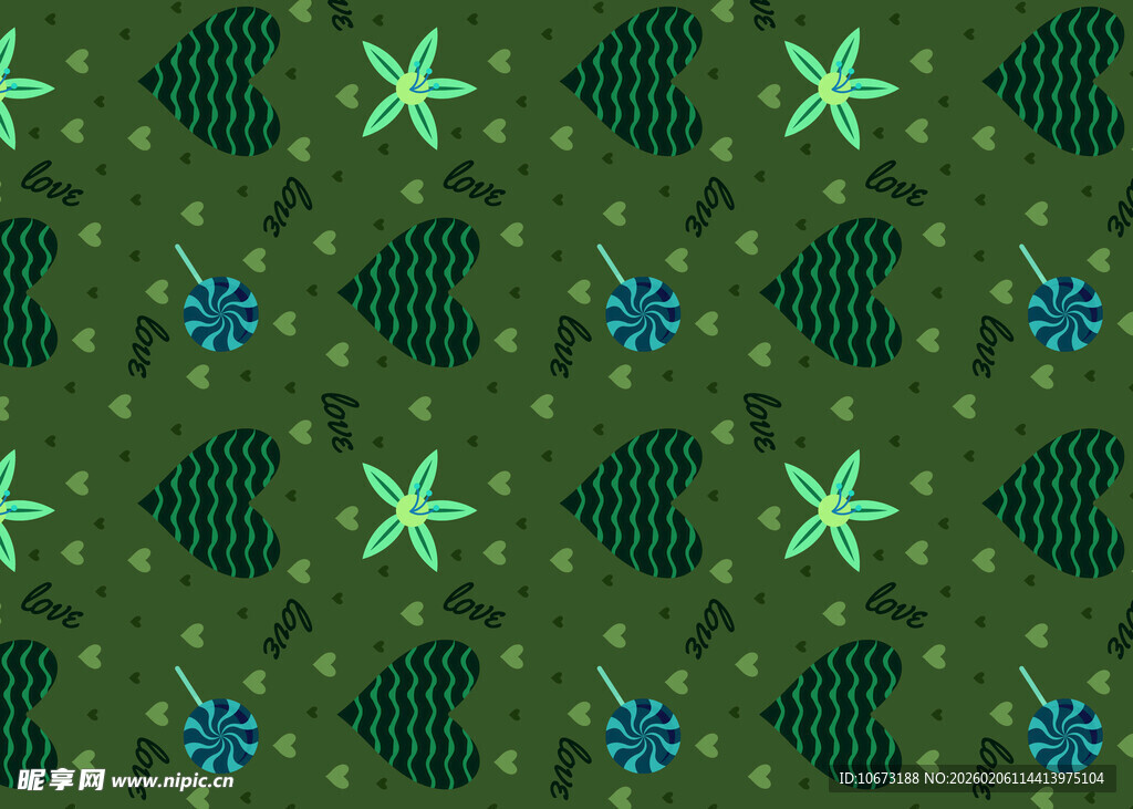 绿色海洋生物图案背景