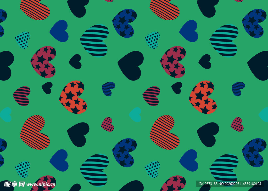 绿色背景爱心瓢虫图案