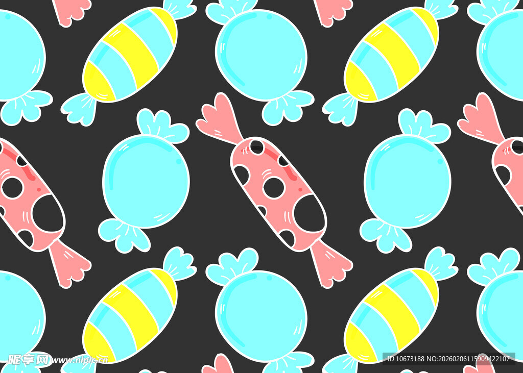 多彩糖果无缝图案