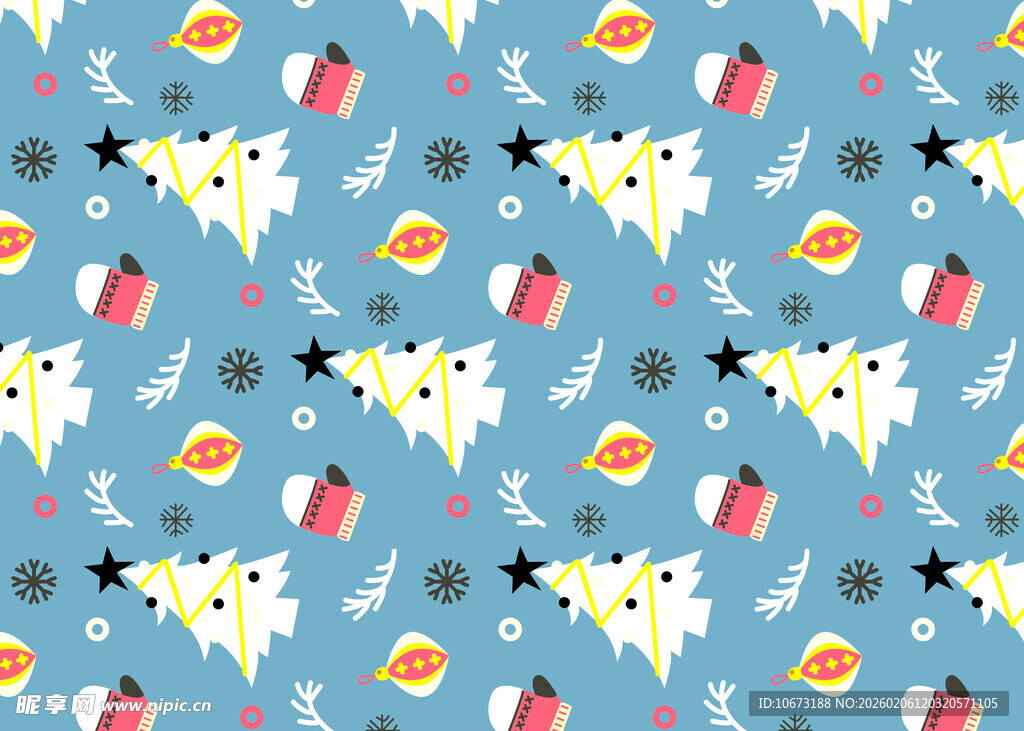 蓝色卡通图案无缝背景图