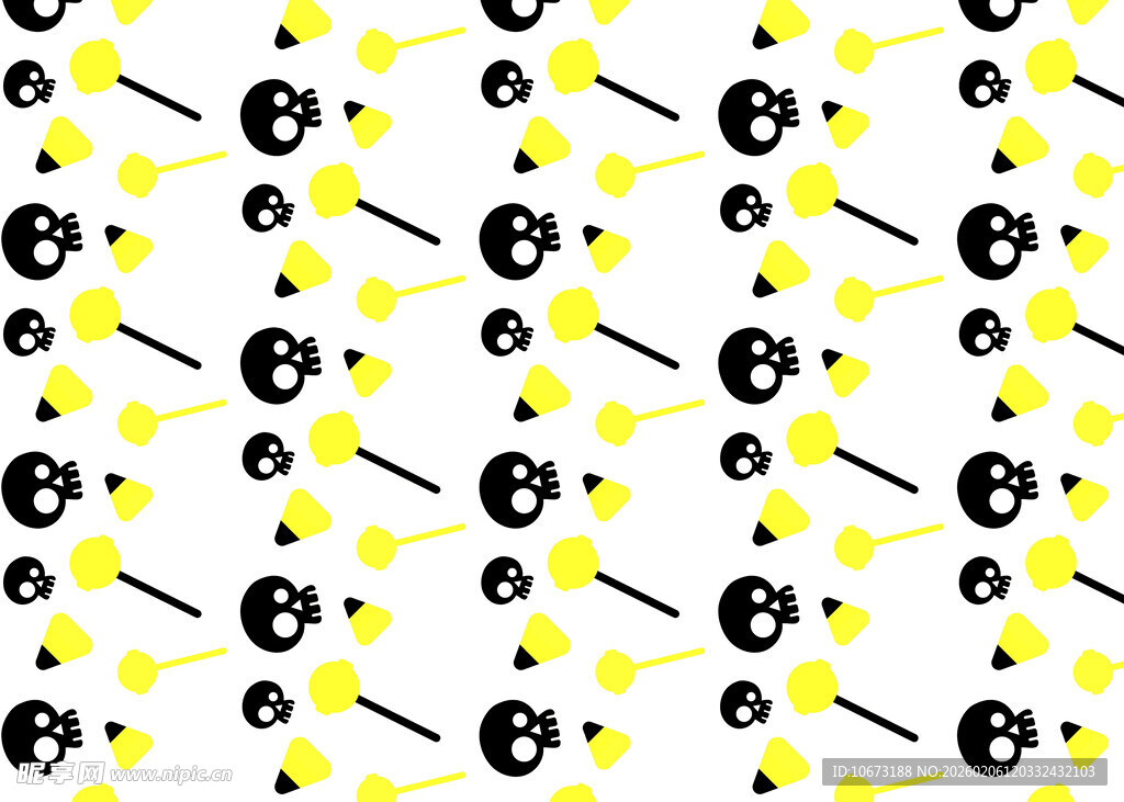黑白黄健身元素无缝图案
