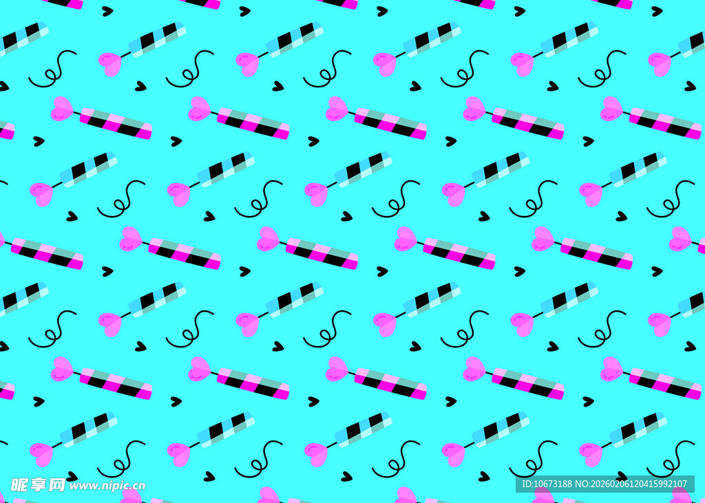 蓝底粉色图案无缝背景