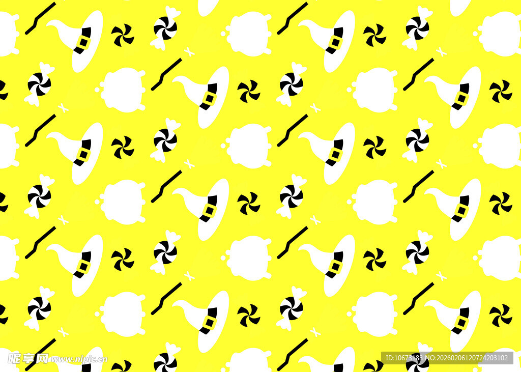 黄色底黑白图案装饰背景