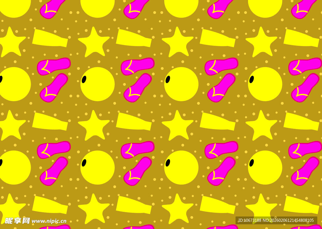 黄色星星圆点多彩图案