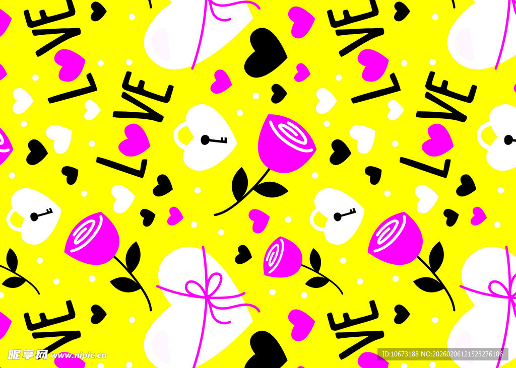 黄色背景多彩图案装饰图