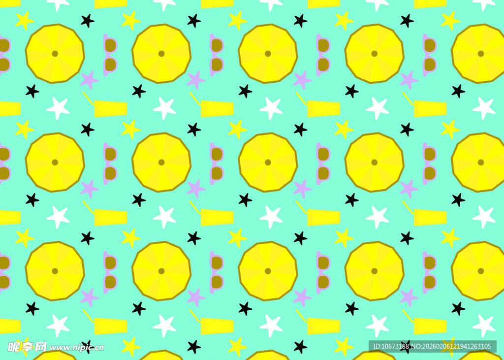 黄色笑脸星星图案背景