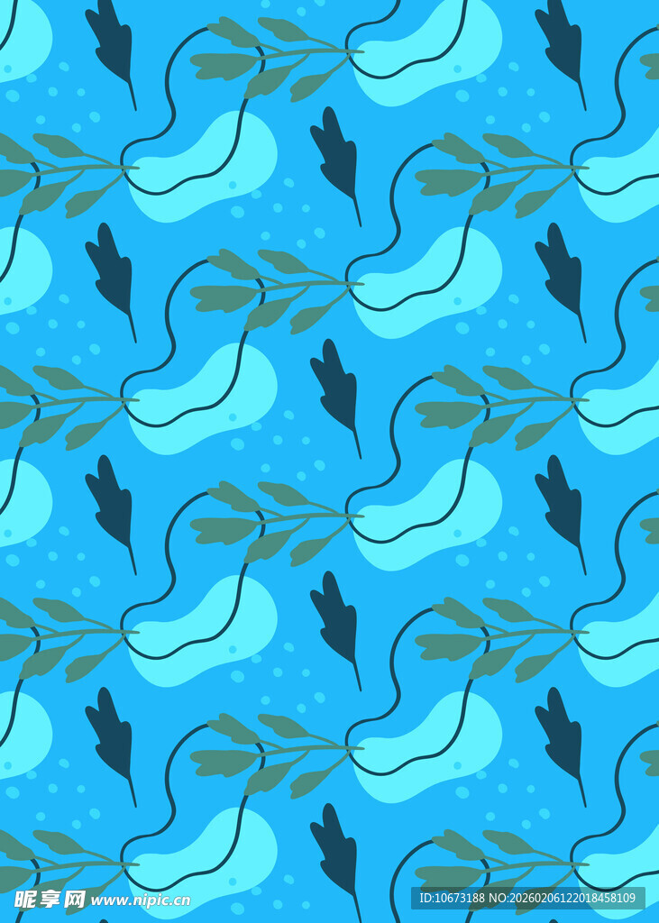 蓝色海洋生物图案纹理